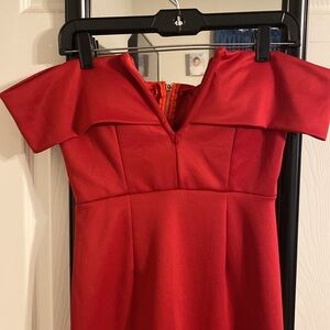 Red off sleeve dress for sexy night on the town!